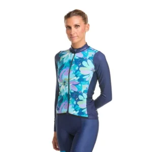 long sleeves jersey women perf flower navy blue