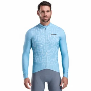 Long-sleeve jersey perf graffiti sky blue