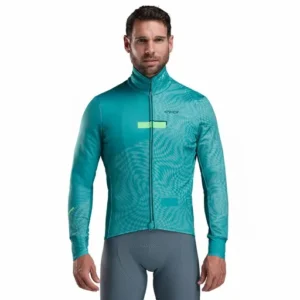 Thermal jacket perf graphic azure green