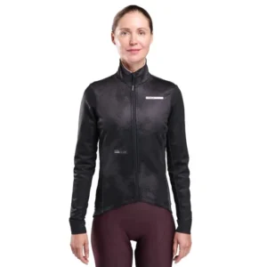 Women's thermal jacket perf tie & dye black