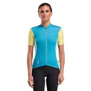 perf color block peacock blue jersey women