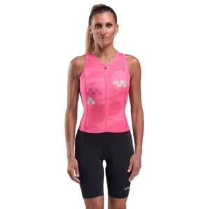 Women's neon sleeveless trisuit perf fuchsia